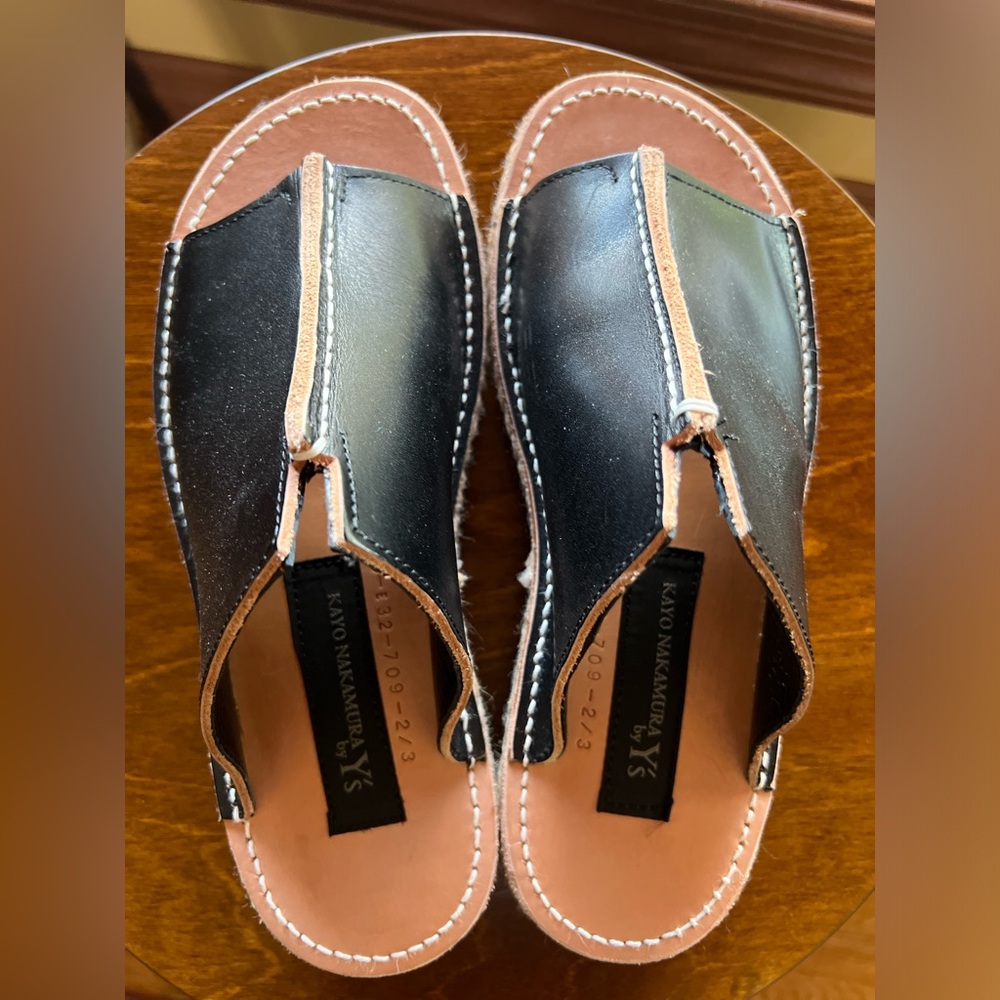 Y’s Yohji Yamamoto Leather Sandals in Black Size 7 - Picture 10 of 12